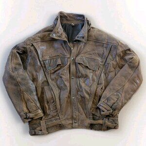 Vintage Look British Leather Jacket-Mens Large-Made In England-Read- Field Style